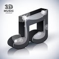 Funky musical note 3d modern style icon isolated. Royalty Free Stock Photo